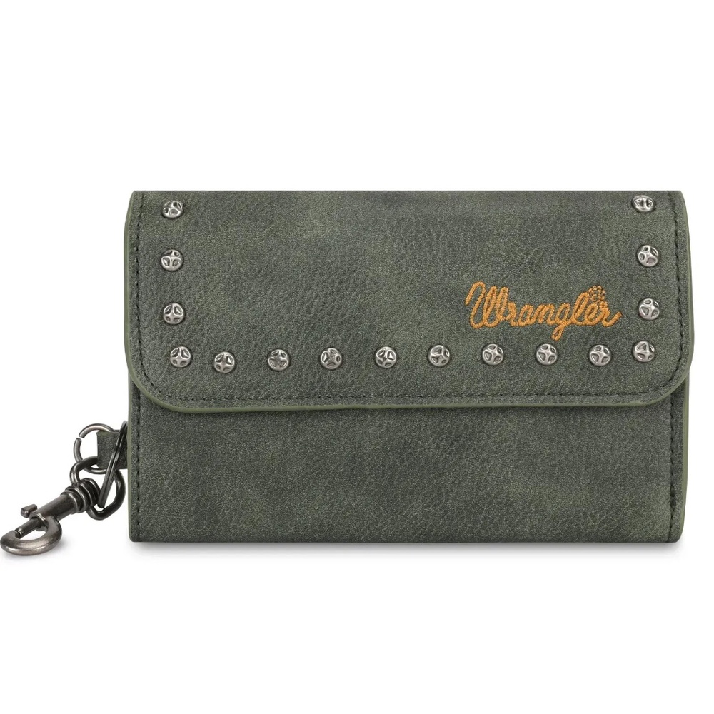 Wrangler Accents Tri-fold Key-Chain Wallet Green